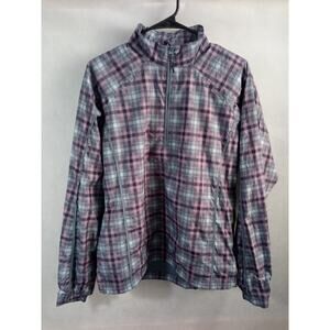 Sunice Weather Womens 1/4 Zip Pullover Windbreaker Pink Plaid Size Large
